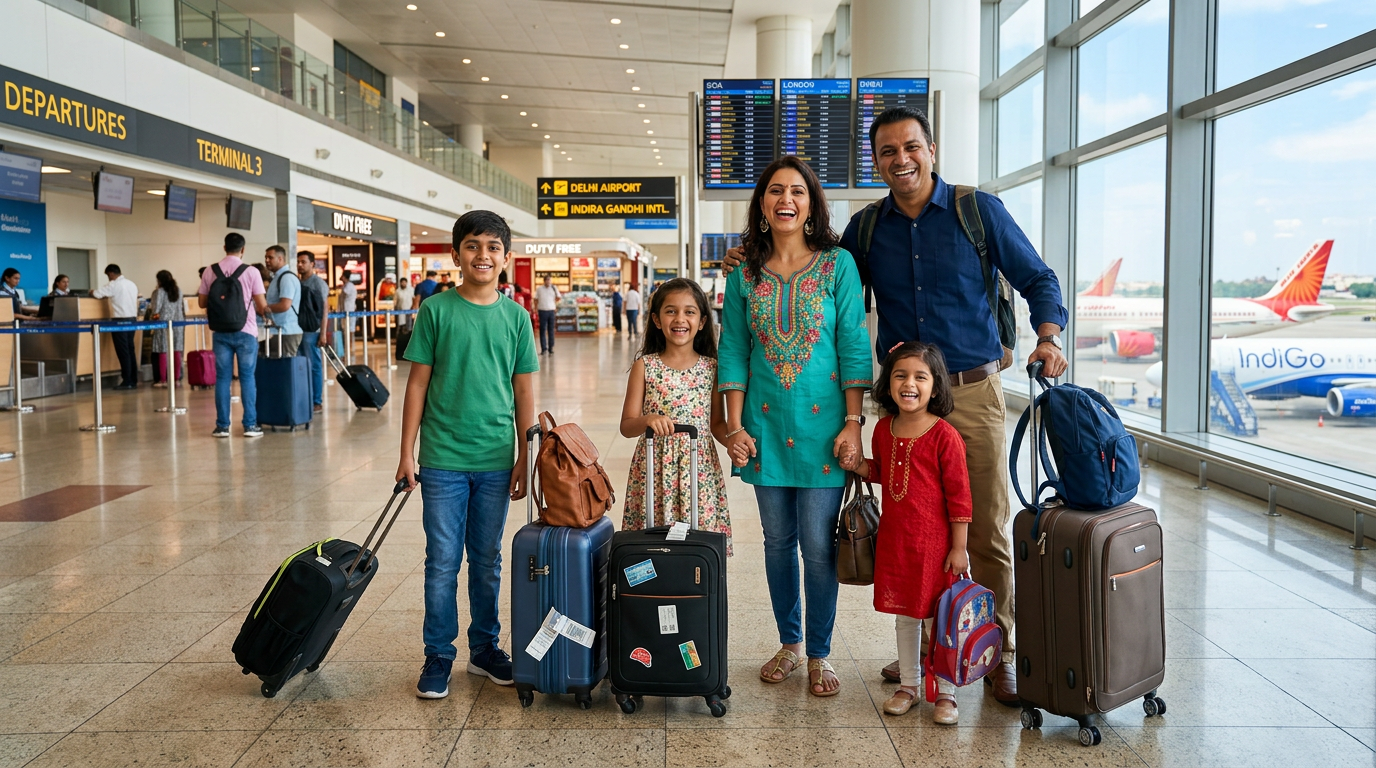 Happy family ready for vacation